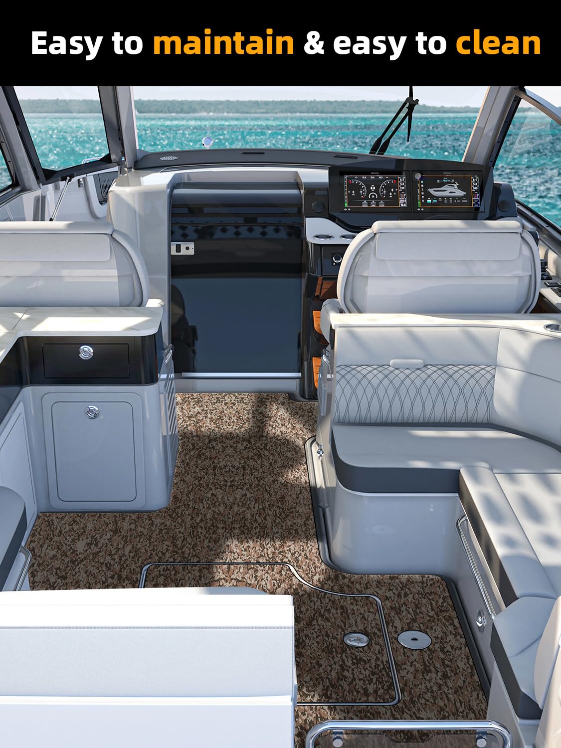 Premium EVA Foam Boat Decking - Non-Slip Marine Flooring Mats with Brushed Texture for Boats, Yachts, Kayaks & RVs (94.5