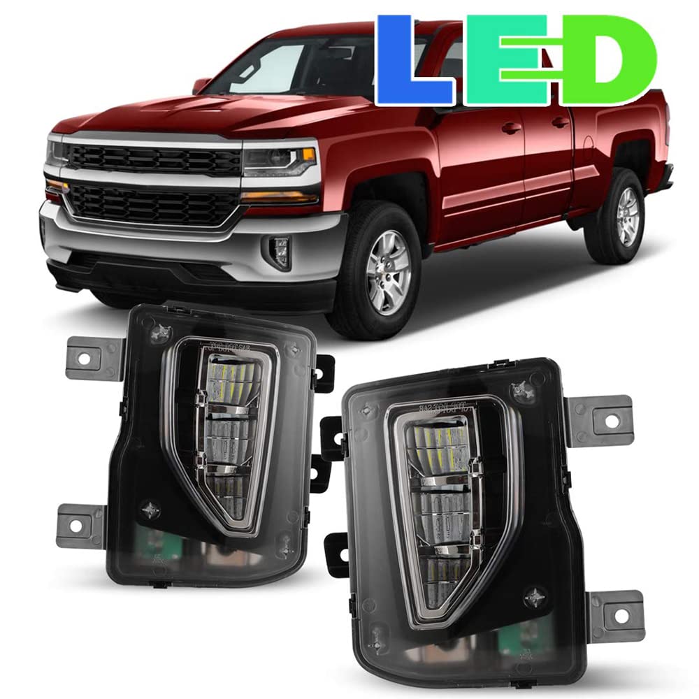 Winjet LED Fog Lights for 2016-2018 Chevy Silverado 1500 - Bright Driving Lights for Night & Off-Road Use