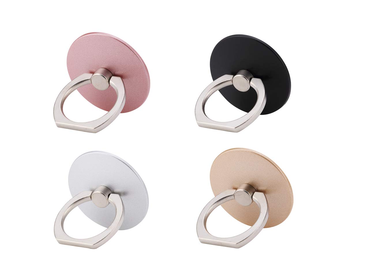 4 Pack Universal 360° Rotating Phone Finger Ring Holder Grip Stand - Compatible with iPhone, Samsung & Most Smartphones - Perfect for Watching Videos, Taking Selfies & Hands-Free Use (4 Colors)