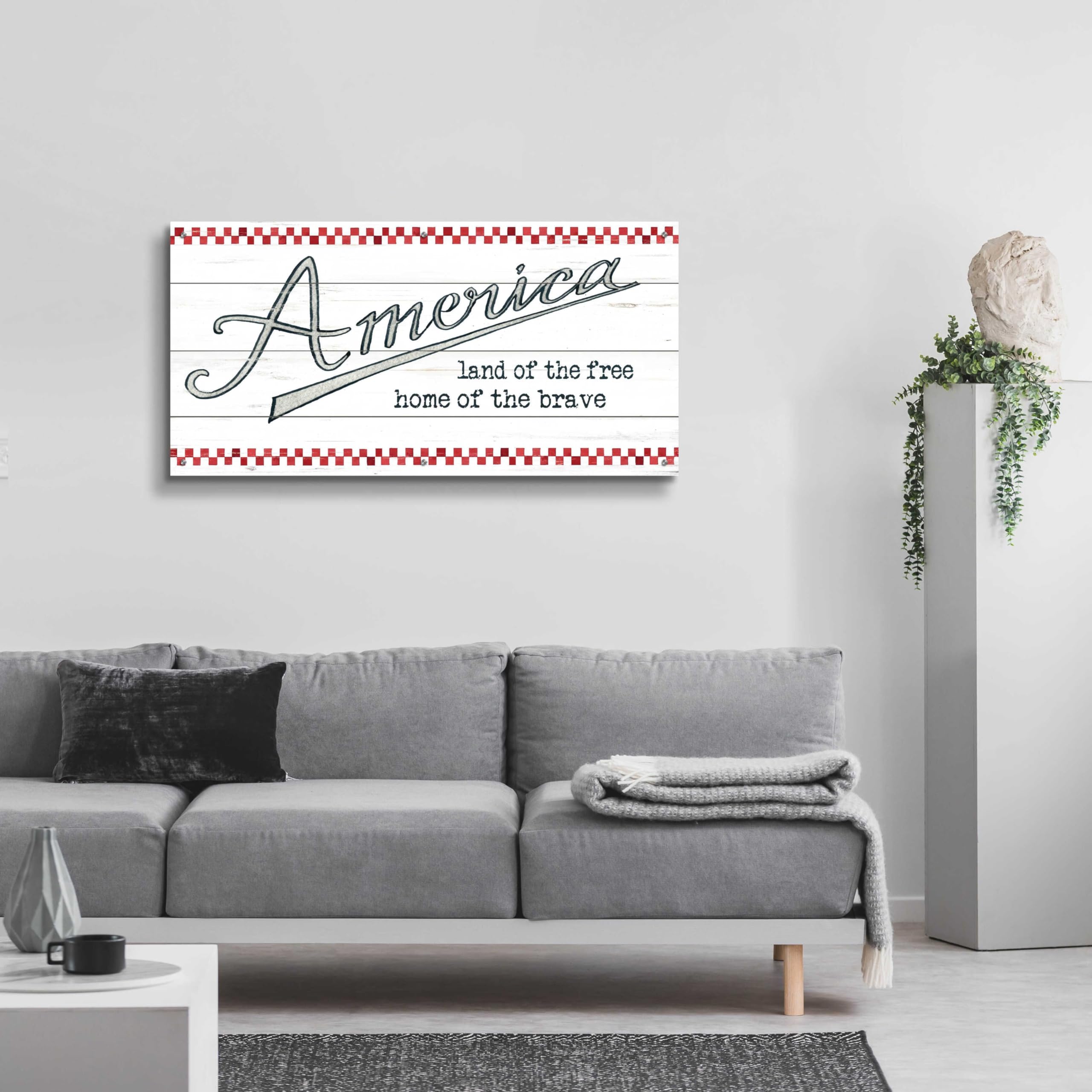 Epic 'America - Land of the Free' Acrylic Glass Wall Art by Cindy Jacobs - 48x24 Inches Patriotic Home Decor for Living Room, Office & Gifts