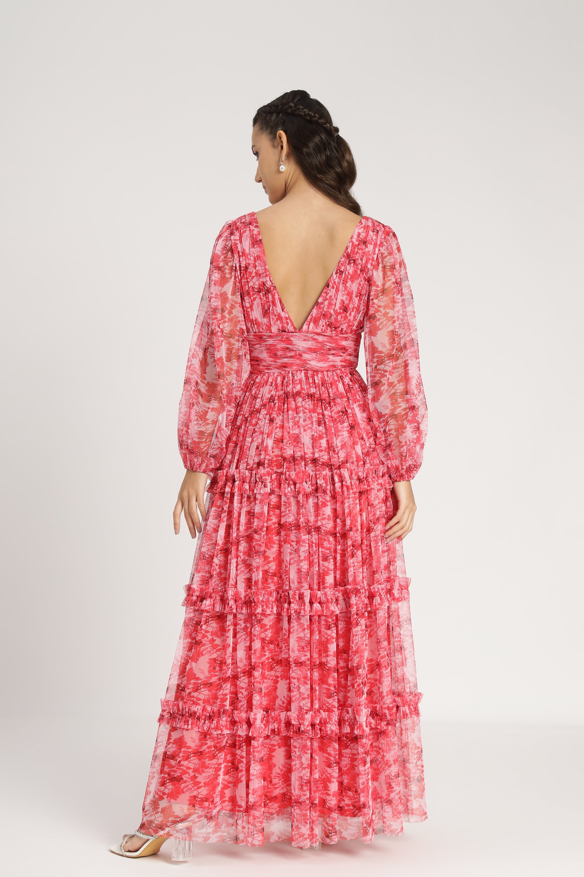 Lydia Women's Maxi Dress - Red Floral Print Long Summer Dress for Beach, Vacation & Casual Wear | Plus Size Options Available