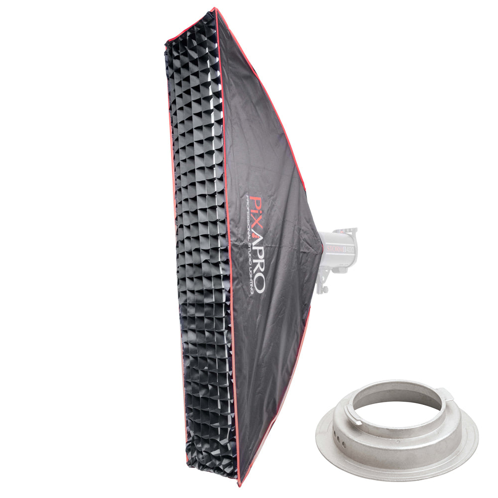 30x140cm (11.8x55.1in) Quick Install Strip Softbox with 4cm Honeycomb Grid - Perfect for Product Photography, YouTube Videos & Studio Lighting