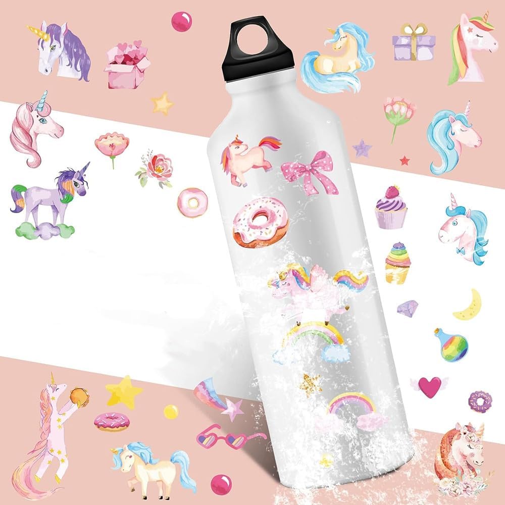 Cute Waterproof Pink Unicorn Stickers - TREXEE Temporary Tattoos for Girls, Face & Body Art, Party Favors, Envelopes, Gift Bags (Pack of 10) - Perfect for Birthday Parties, Baby Showers & Kids' Crafts