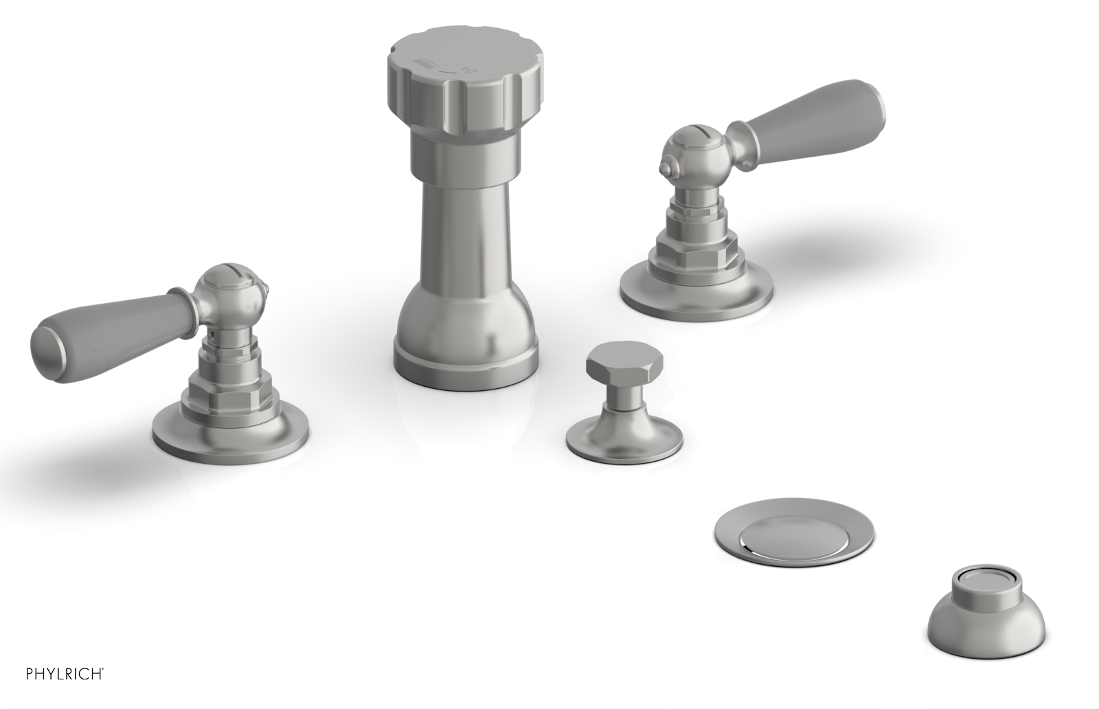 Jamestown 4-Hole Bidet Faucet Set with Lever Handles & Grey Accents - 165 61 - Perfect for Modern Bathroom Renovation and Hygienic Comfort