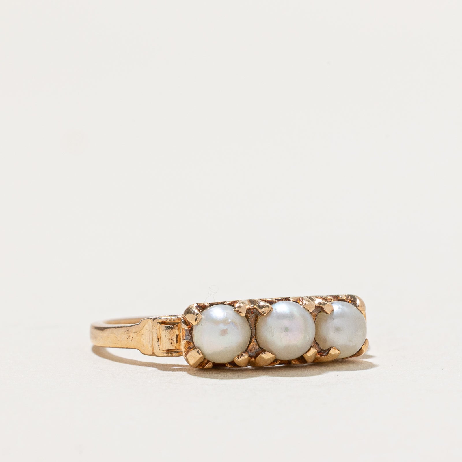 Three Stone Pearl Ring - Size 6.75 | Elegant Pearl Jewelry for Women, Perfect for Weddings, Anniversaries & Special Occasions