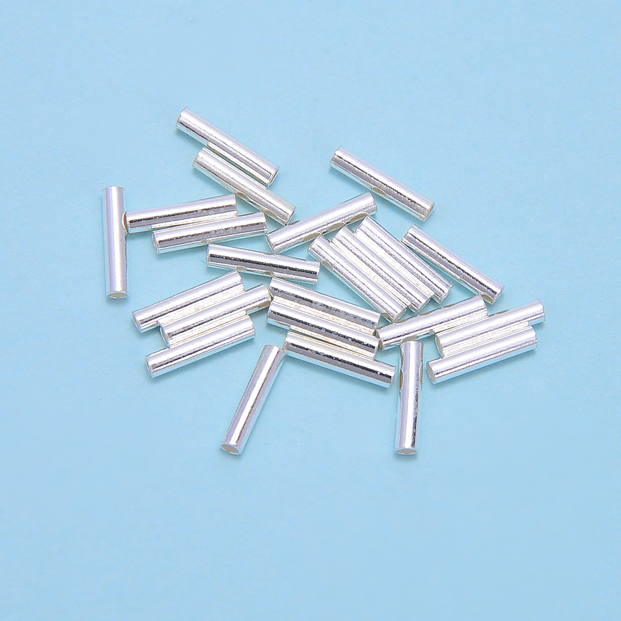 925 Sterling Silver Cylinder Tube Beads 2x10mm - 20 Pieces per Bag for Jewelry Making, DIY Bracelets, Necklaces & Craft Projects
