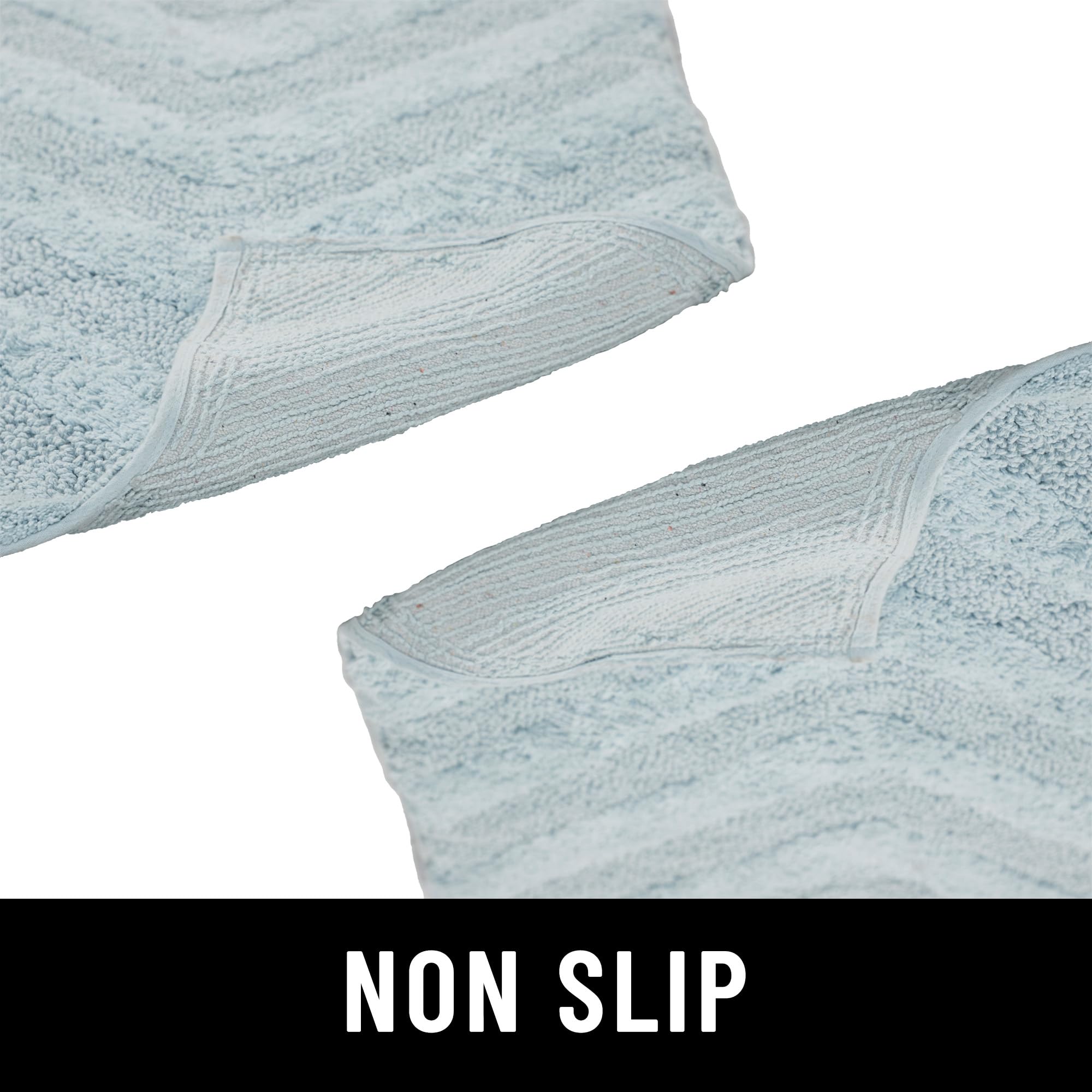 Better Trends 5-Piece Cotton Bathroom Rug Set – Non-Slip, Washable & Super Absorbent Bath Mats for Bathroom, Shower & Bathtub – Soft & Durable Floor Mat for Spa, Home & Hotel Use – Blue Hugo Collection