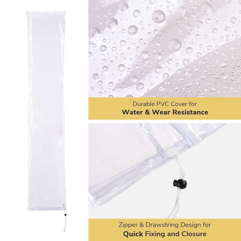 8ft Outdoor Umbrella Cover with Zipper - 56 Inch Clear Waterproof Patio Furniture Protector - Perfect for Garden, Deck, and Poolside Use
