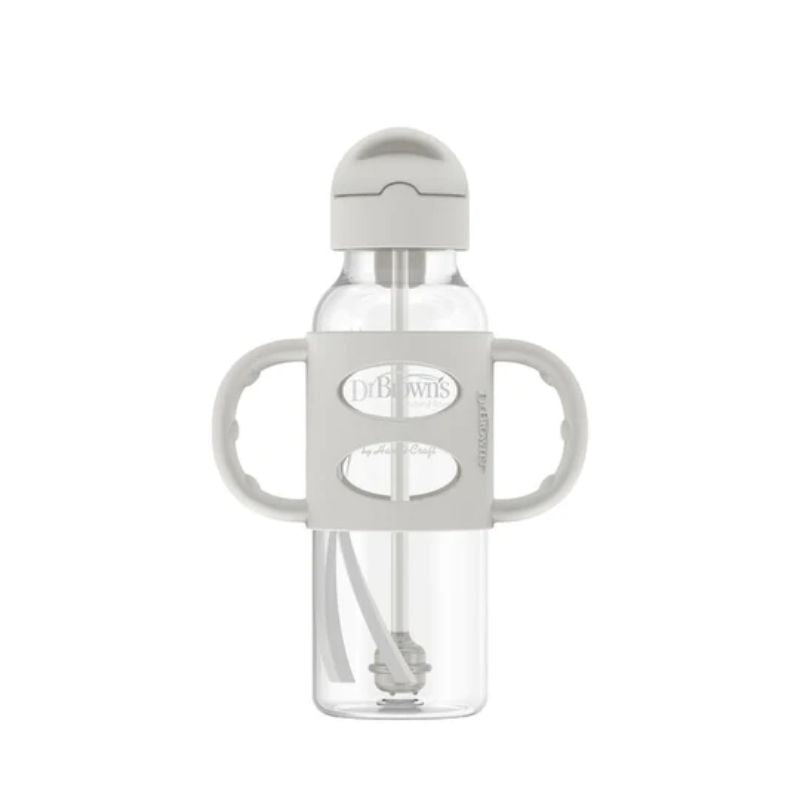 8oz Sippy Straw Bottle for Toddlers - BPA-Free Leak-Proof Grey Baby Water Cup - Perfect for Daycare, Travel & On-the-Go Hydration