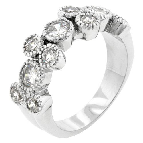 Elegant Coral Bezel Cubic Zirconia Ring for Women - Vintage Inspired Wedding, Engagement & Anniversary Jewelry Gift - Perfect for Beach Weddings, Summer Parties & Special Occasions