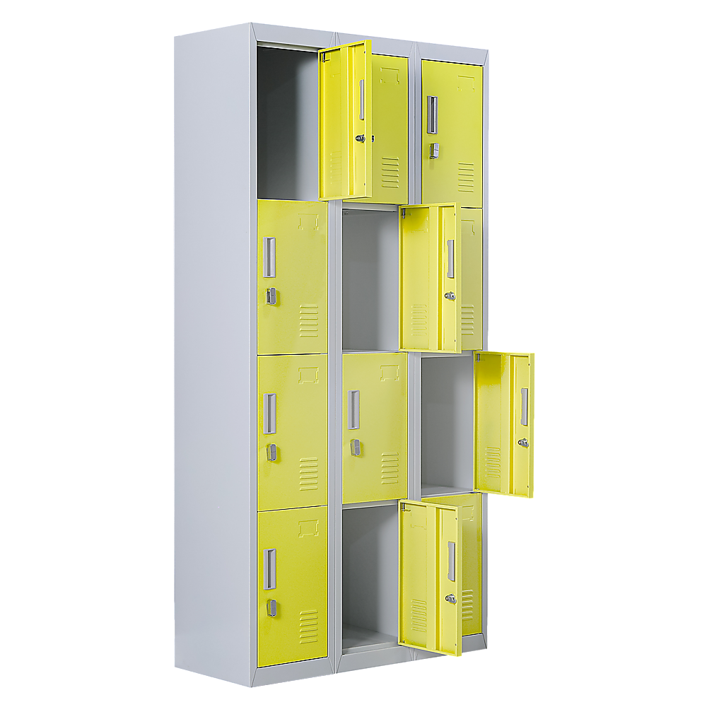 12-Door Locker with Padlock - Heavy Duty Metal Storage Cabinet for Office, Gym, School & Home - Secure Equipment & Personal Belongings Organization (Ideal for Locker Rooms, Employee Storage & Sports Facilities)
