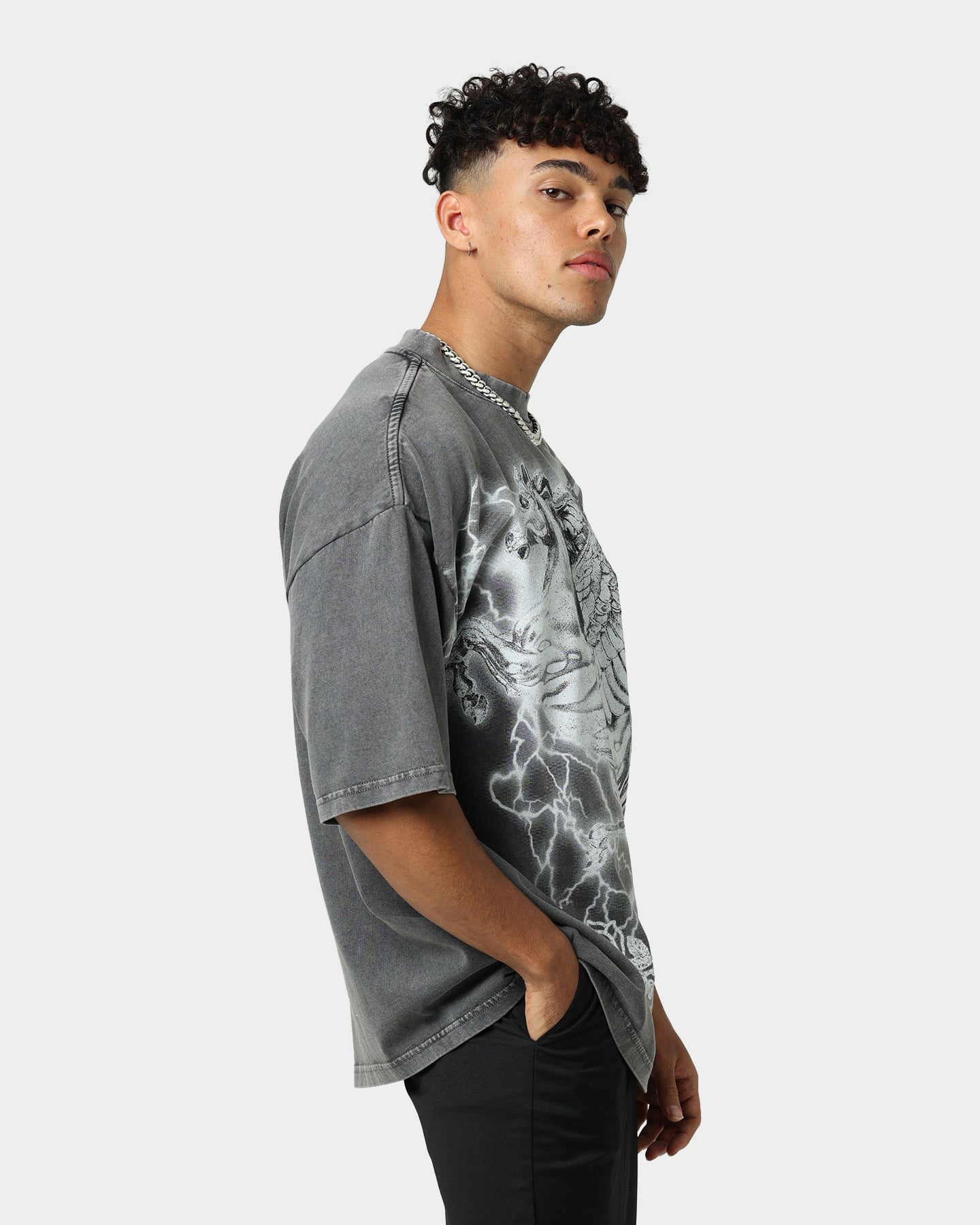 Vintage Pegasus Graphic T-Shirt for Men & Women - Soft Cotton Charcoal Tee - Casual Wear & Retro Style Outfit