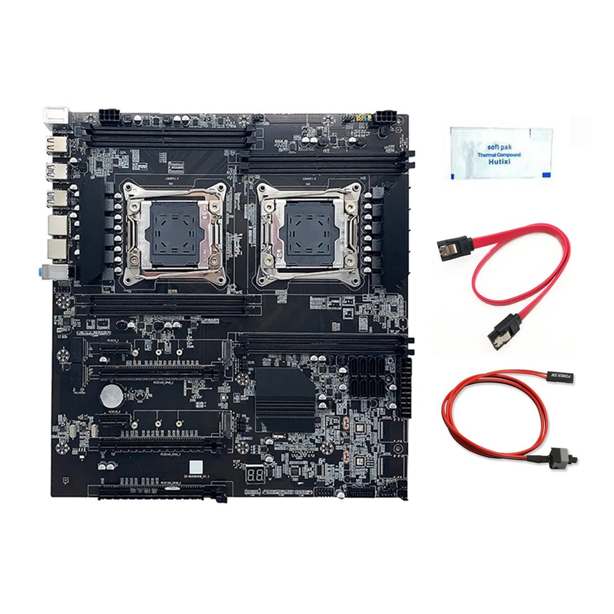 XIDIT X99 Dual-Socket LGA2011-3 Motherboard with 8x DDR4 ECC RAM Slots, Switch Line, SATA Cable & Thermal Grease - Supports Intel Xeon E5 V3/V4 CPUs | Perfect for Server Builds, Workstations & High-Performance Computing