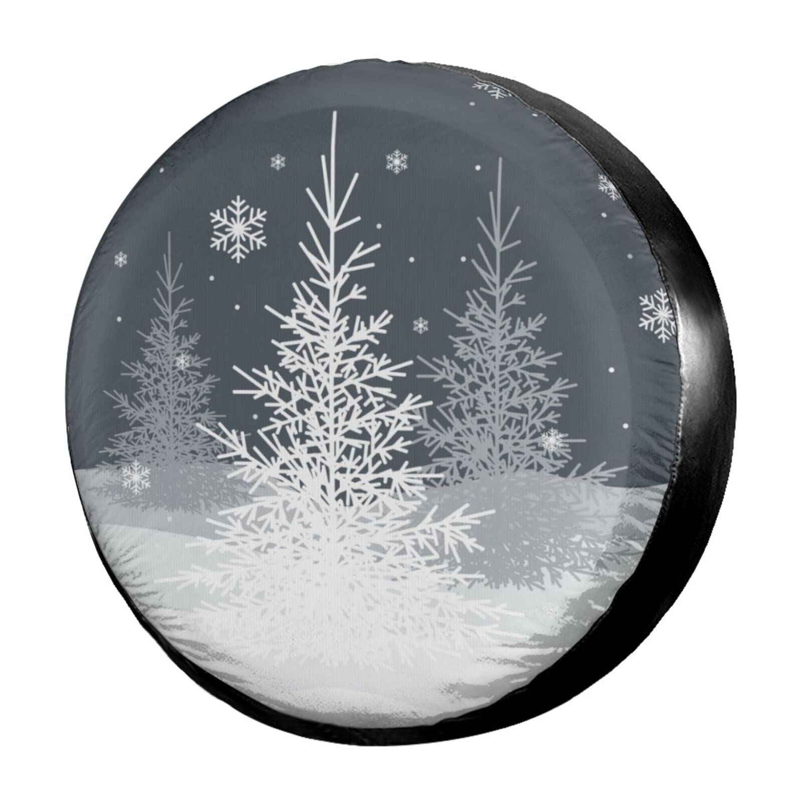 15 Inch Gray Winter Christmas Tree Snowflake Spare Tire Cover - Dustproof Wheel Cover for Trailers, RVs, SUVs & Vehicles | Holiday Decoration & Outdoor Protection