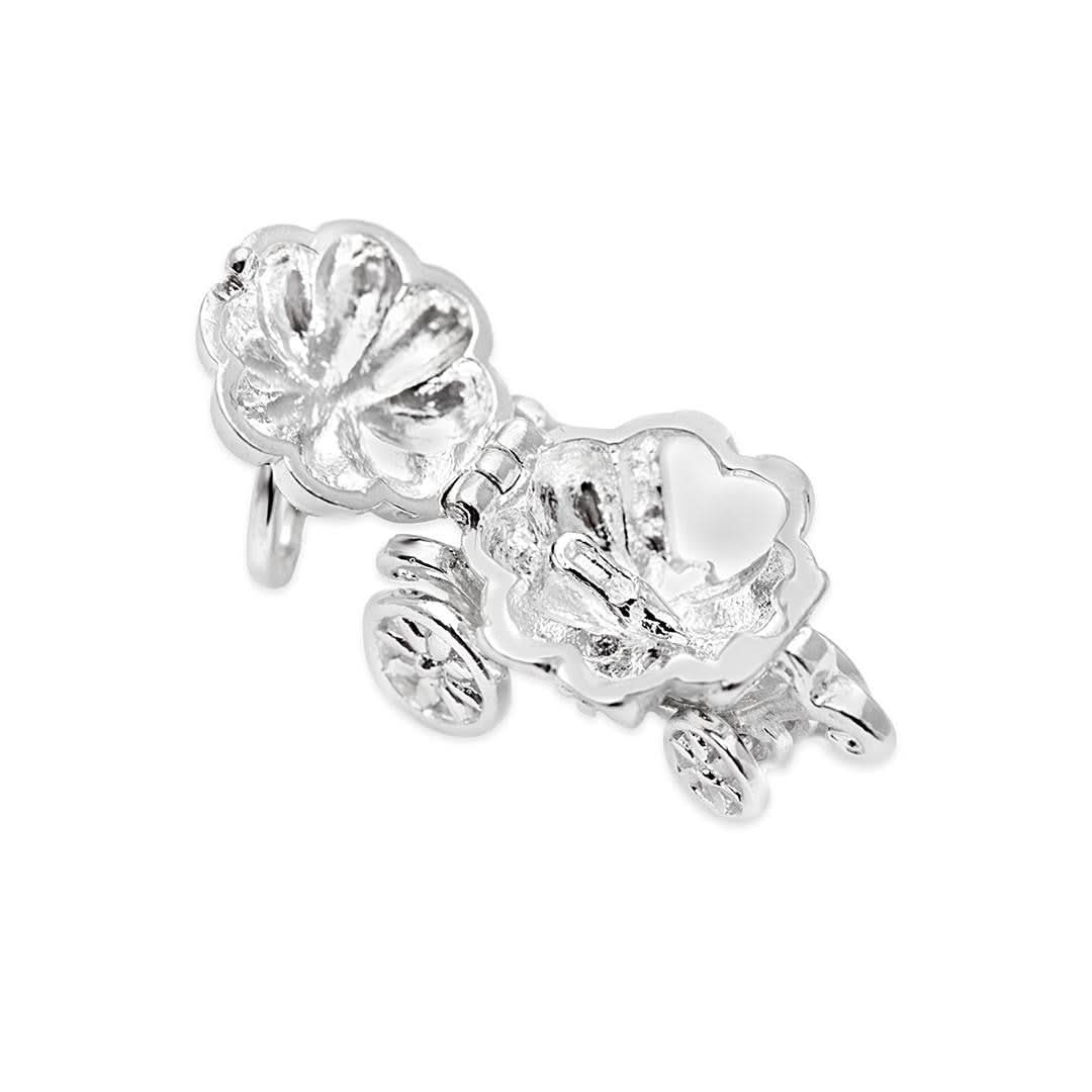 Enchanted Carriage Charm Necklace - Sterling Silver Jewelry for Women | Perfect for Fairy Tale Weddings & Fantasy Costume Accessories