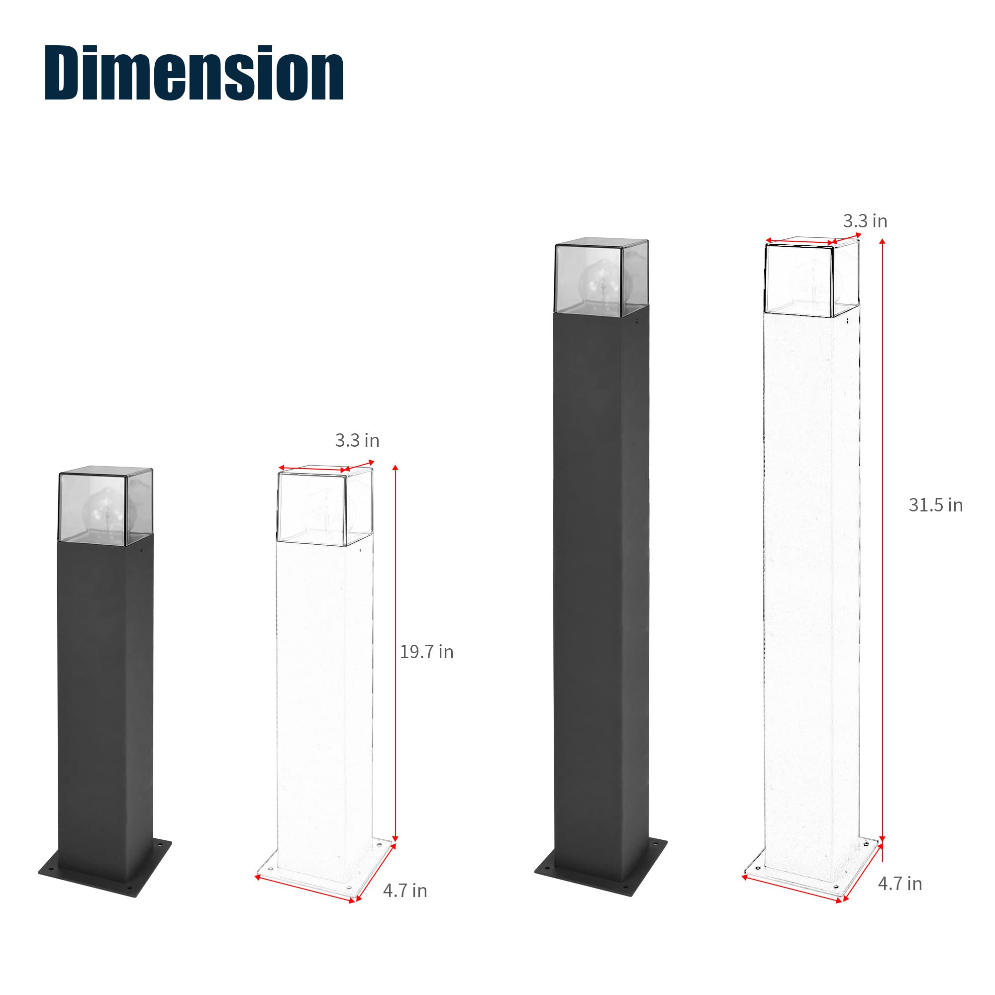 Modern Black E26 Outdoor Pathway Lights - IP44 Waterproof Aluminum Landscape Lighting with Lampshade, 120V 31