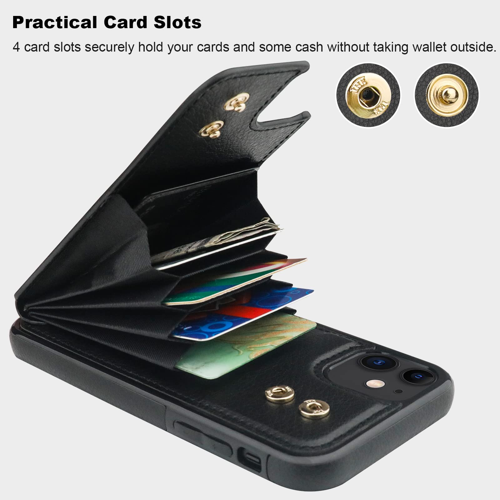 Folosu iPhone 11 Case Wallet with Card Holder - 360° Rotating Finger Ring Stand, Kickstand & RFID Blocking PU Leather Cover | Shockproof Flip Case for 6.1