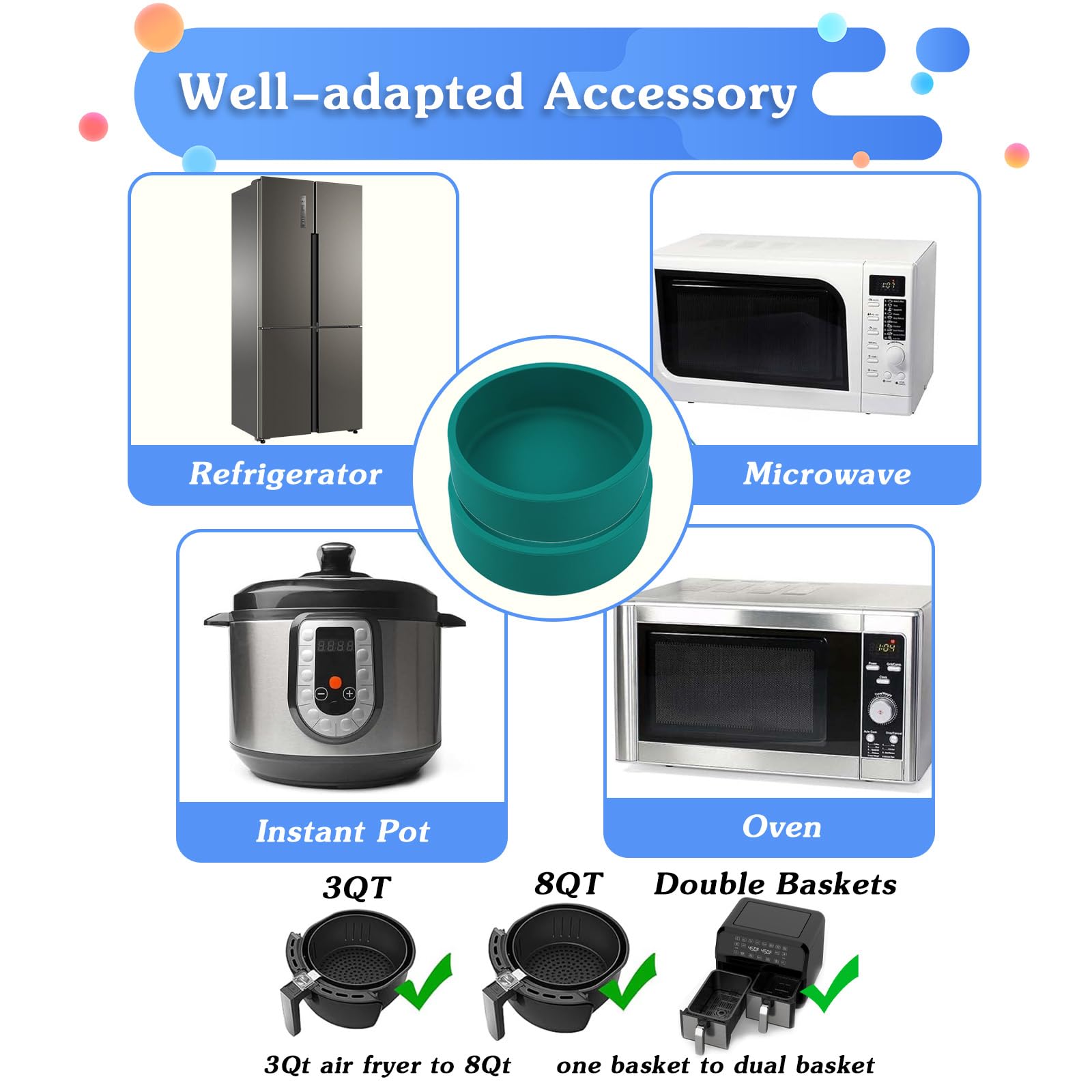 Non-Toxic Silicone Egg Bite Molds for Air Fryer - 3-Piece Reusable Microwave Egg Cooker Set | BPA Free, Dishwasher Safe & Multi-Colored | Perfect for Keto Breakfast, Meal Prep & Healthy Snacks