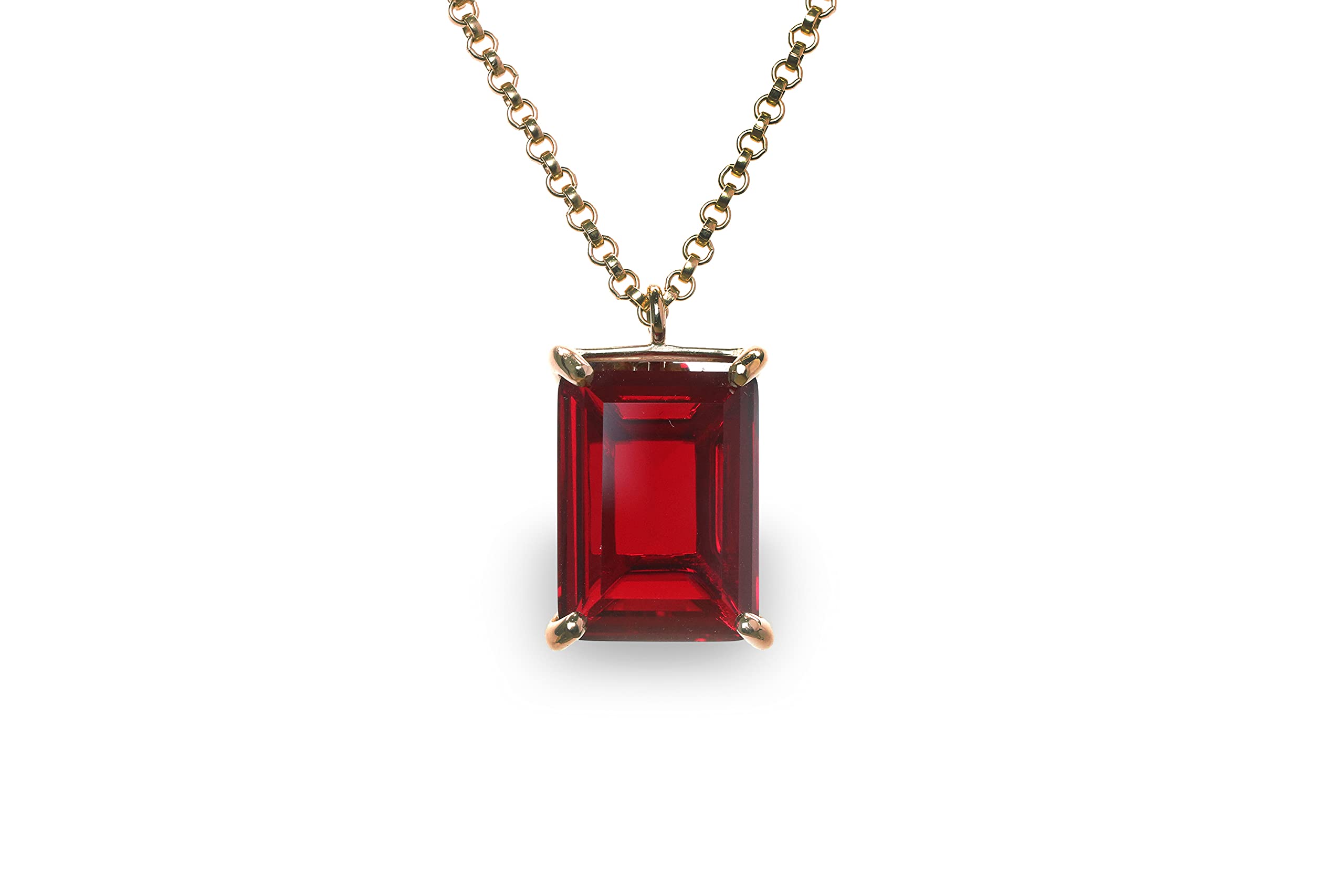 Anemone Rose Gold Garnet Necklace - Emerald Cut Custom Pendant Gemstone Jewelry | January Birthstone Gift for Women | Elegant Statement Necklace for Birthday, Anniversary & Special Occasions