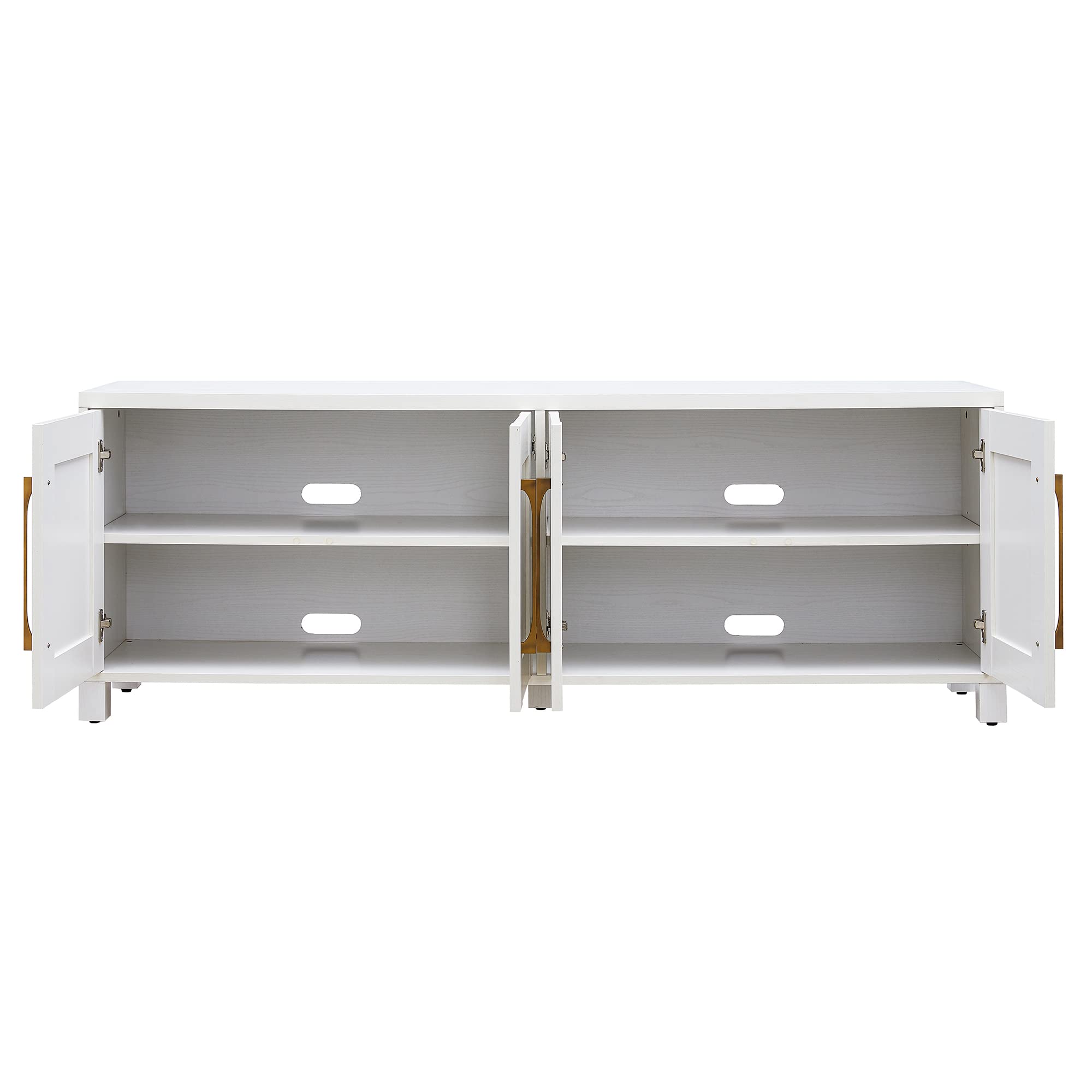 Henn&Hart 80 Inch White Rectangular TV Stand - Modern Entertainment Center for Living Room, Home Theater & Gaming Setup