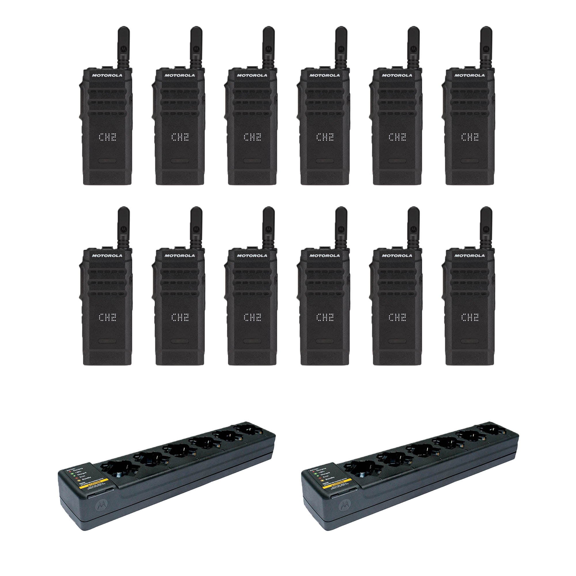 Motorola SL300 Display 12 Pack with 2 Multi Unit Charger - Replacement LCD Screens for Motorola Two-Way Radios | Perfect for Retail, Warehouse & Security Teams