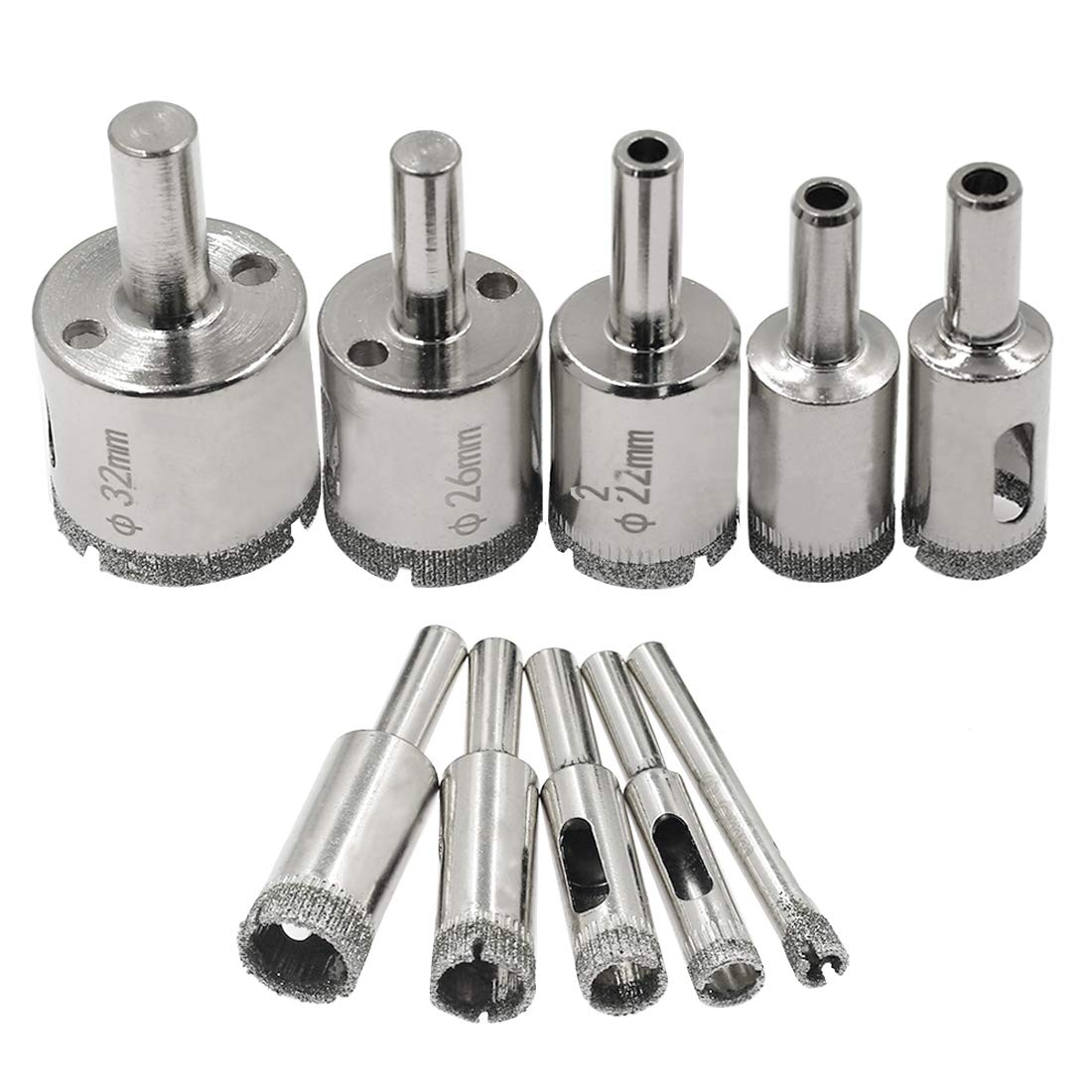 Diamond Drill Bits 10pcs for Glass, Tile, Marble - 6-32mm | DIY & Professional Use