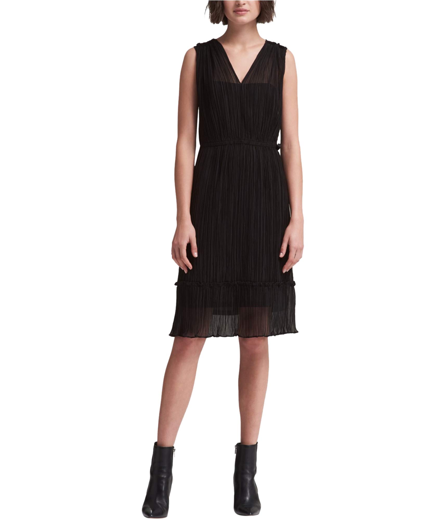 DKNY Women's Pleated Midi Dress - Flowy A-Line Knee-Length Dress for Work, Party & Special Occasions | Comfortable & Stylish Formal Wear