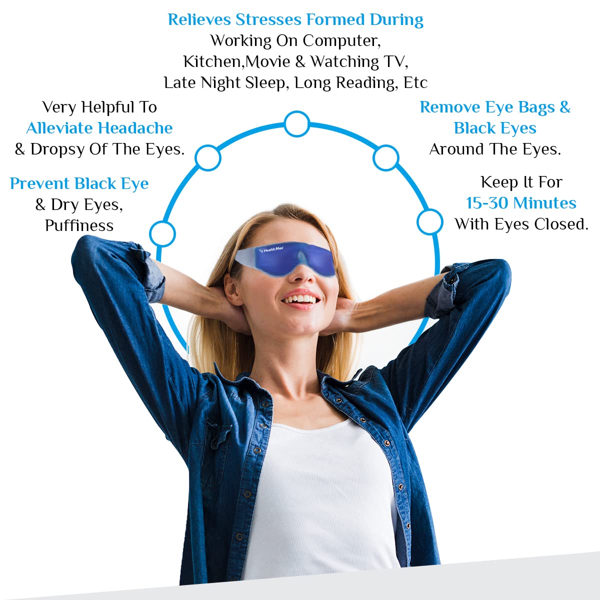 Health Max Tm Relaxing Gel Eye Mask - 1 Count | Cooling & Soothing Relief for Puffy Eyes & Dark Circles | Perfect for Travel, Work Breaks & Self-Care