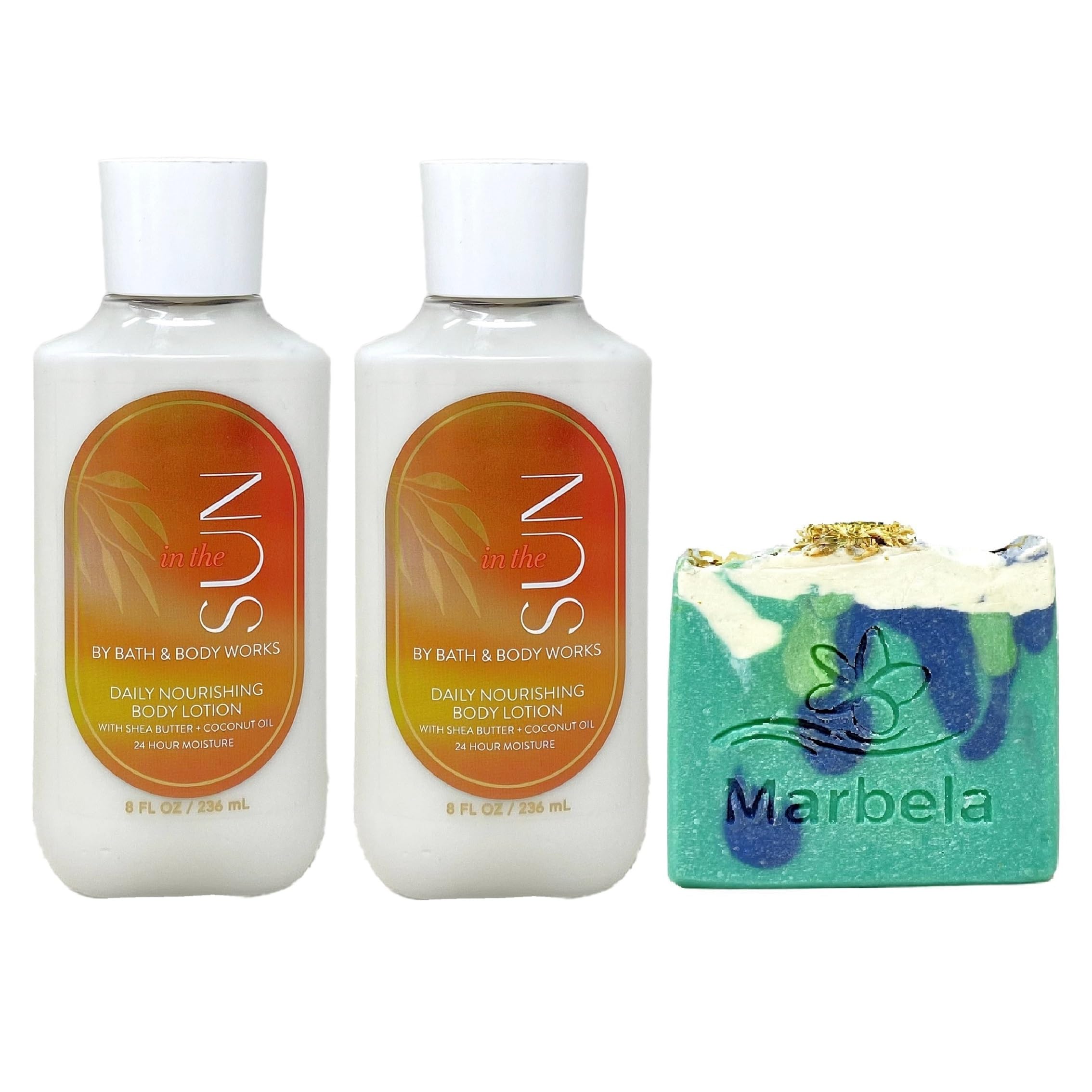 Bath & Body Works In The Sun 2-Pack Body Lotion & Aloe Vera Bar Soap Set - Full Size Moisturizing Bundle for Dry Skin, Summer Hydration, Beach & Vacation Essentials