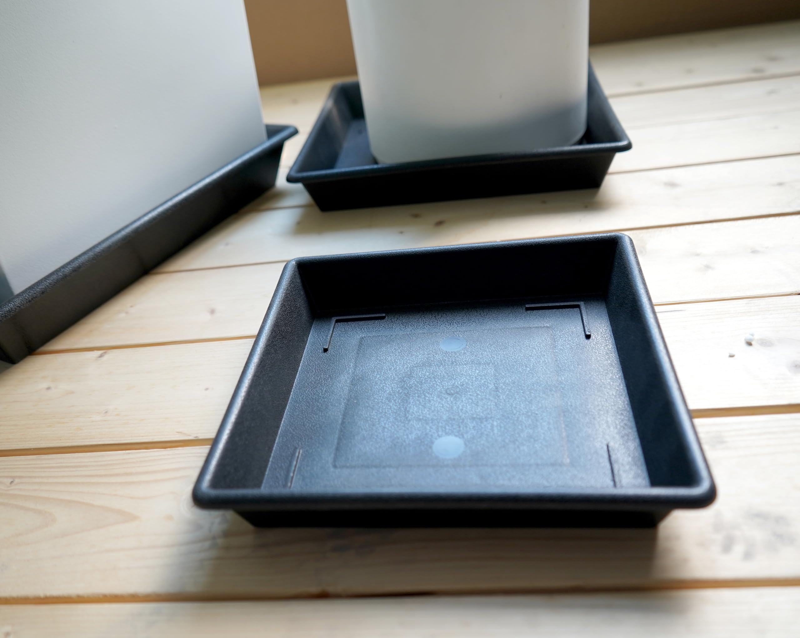 12 Inch Square Plant Saucer (2 Pack) - Heavy Duty Plastic Plant Trays for Indoor & Outdoor Pots - No Holes Drip Catcher for Flower Pots, Planters (6/8/10/12/14/16/18/20 Inch Options) - Perfect for Balcony, Patio, Garden & Home Decor