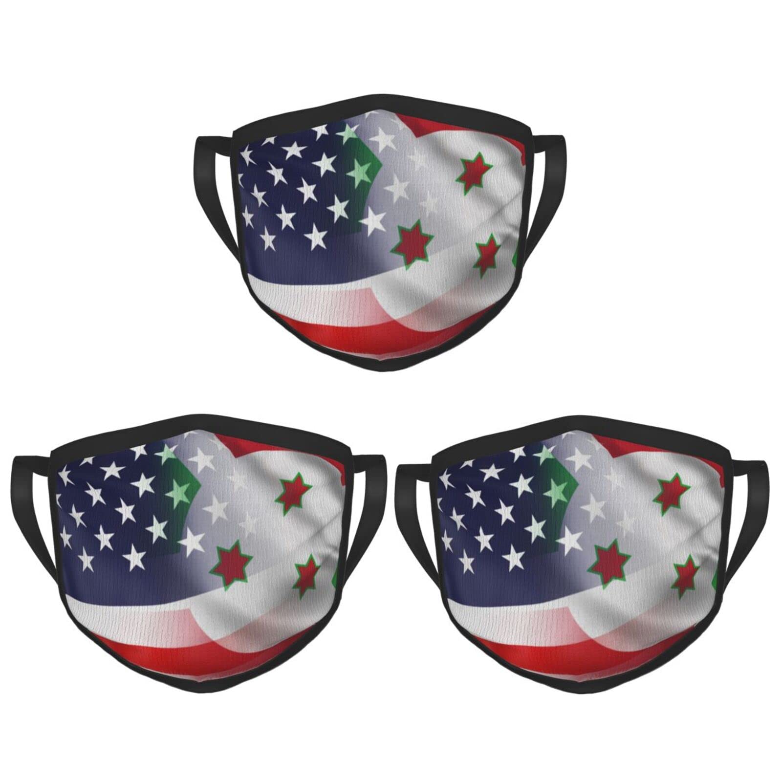 Reusable Washable Dustproof Burundi & USA Flag Face Mask - Breathable Balaclava Mouth Cover for Men & Women (Black) - Perfect for Outdoor Activities, Sports & Travel