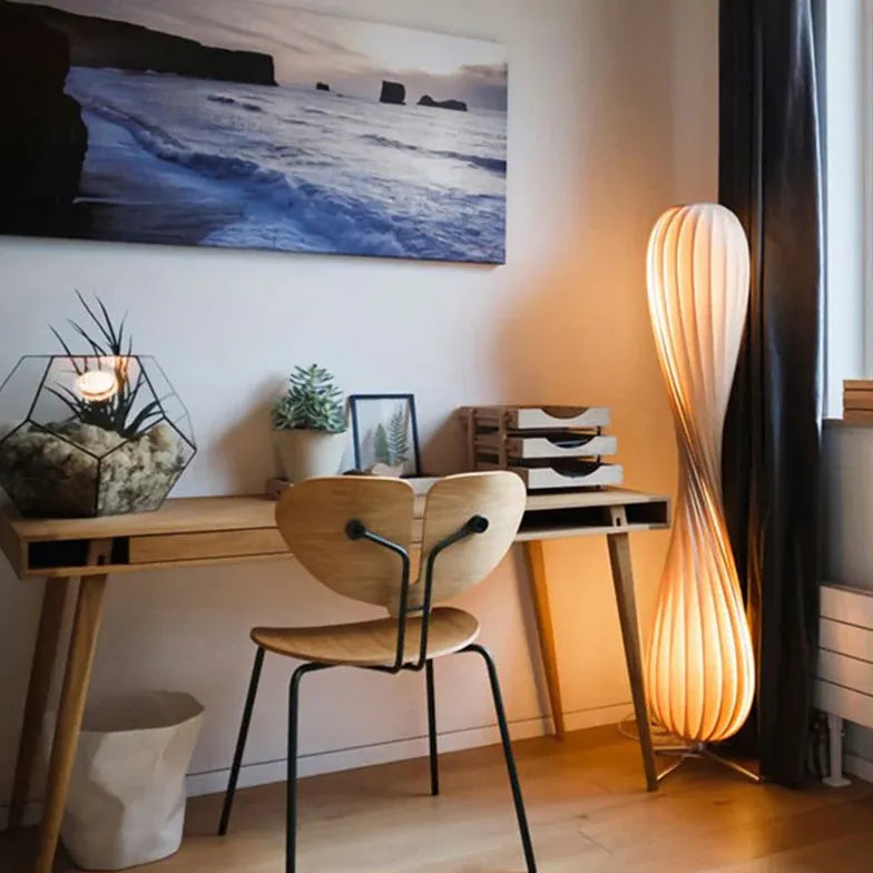Modern Twisted Gradient Floor Lamp - Adjustable Height LED Standing Light for Living Room, Bedroom & Office - Stylish Home Decor & Ambient Lighting