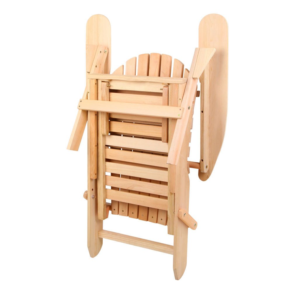 2-Piece Adirondack Outdoor Chairs Set - Natural Wood Patio Sun Loungers for Garden, Backyard, Poolside & Beach Relaxation