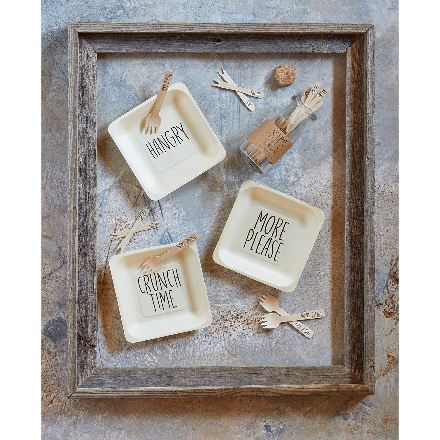 Eco-Friendly Birchwood Disposable Plates - Small Size for Parties, Picnics & Events | Creative Brands SIPS Crunch Time