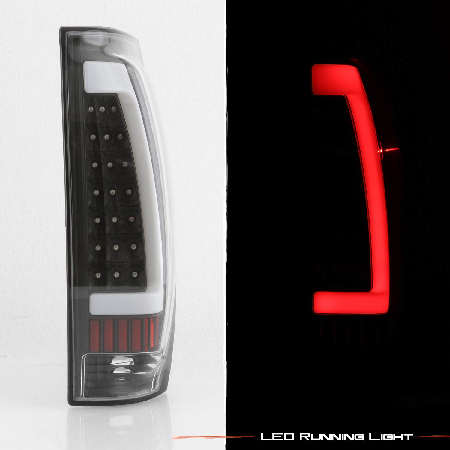 AKKON LED Tail Lights for 2002-2006 Chevy Avalanche 1500/2500 - Black Tube Bar Style Brake Lamps (Left+Right Pair) | Perfect for Off-Roading, Truck Upgrades & Night Driving Safety
