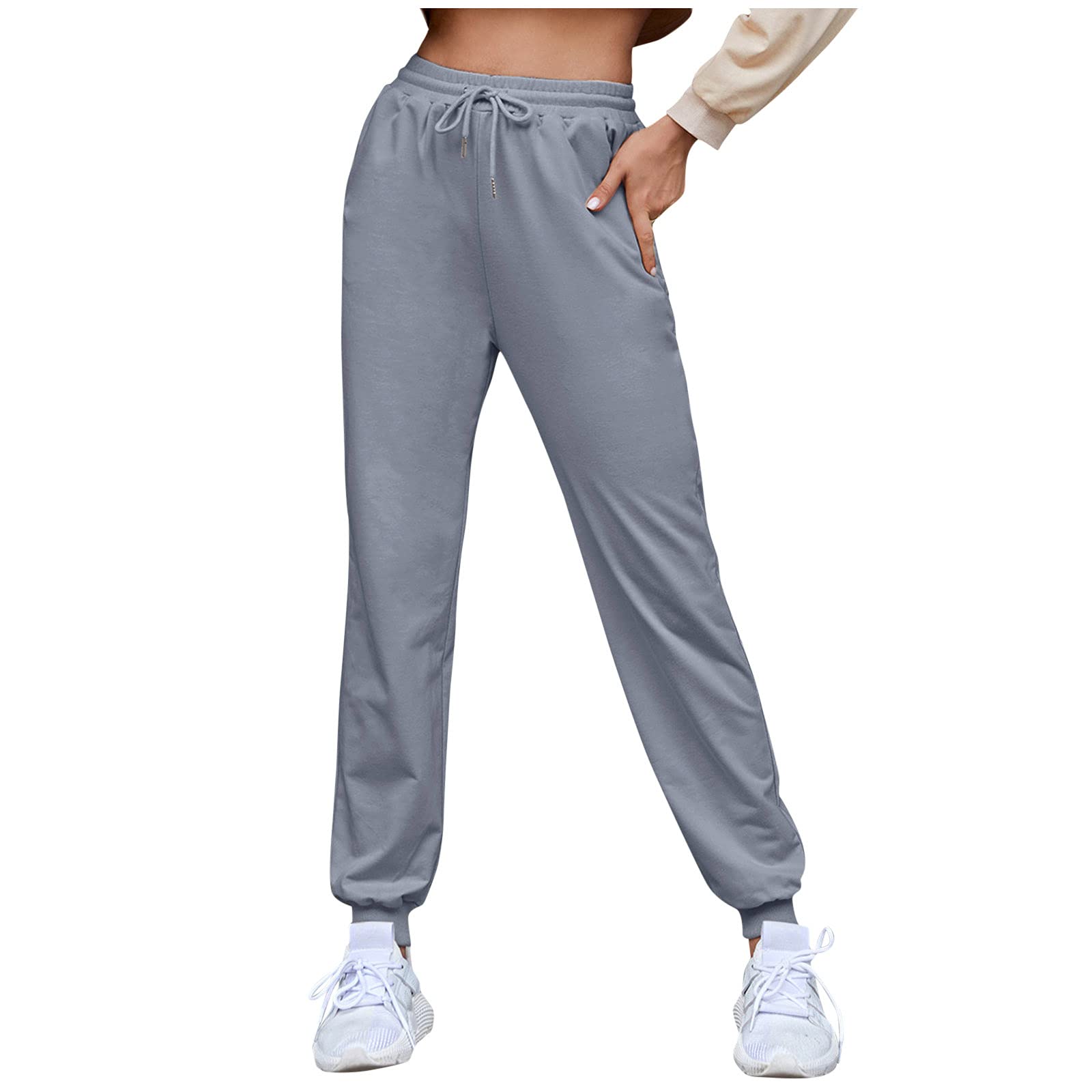 Premium Stretch Women's Skinny Sweatpants - Soft, Lightweight with Pockets | Comfortable Dress Pants for Work, Travel & Lounge Wear