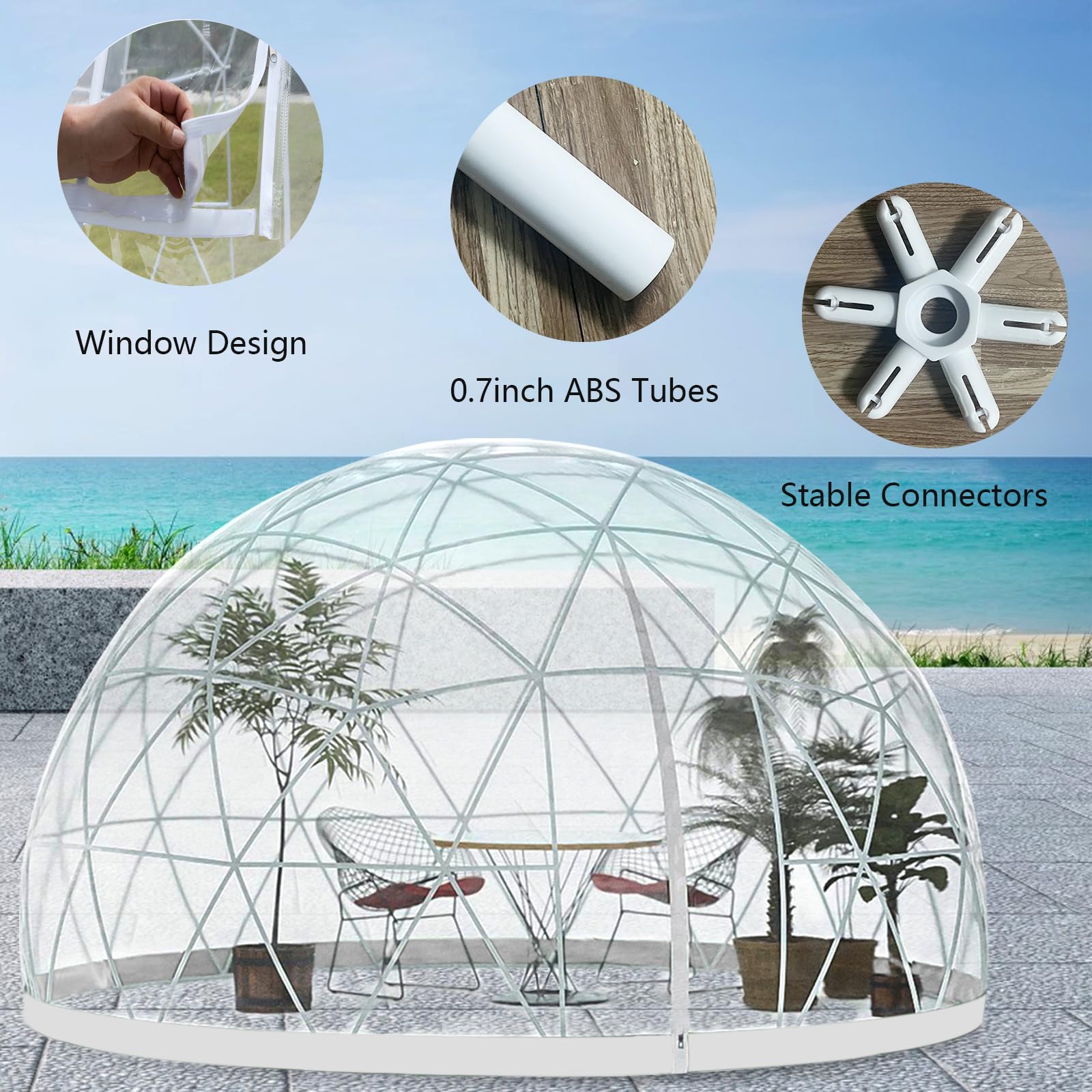 12FT Weatherproof Garden Dome Igloo Tent with PVC Cover - Clear Greenhouse Bubble Tent for Backyard, Outdoor Parties & Winter Gardening | Perfect for Patio Events, Camping & Seasonal Plant Protection