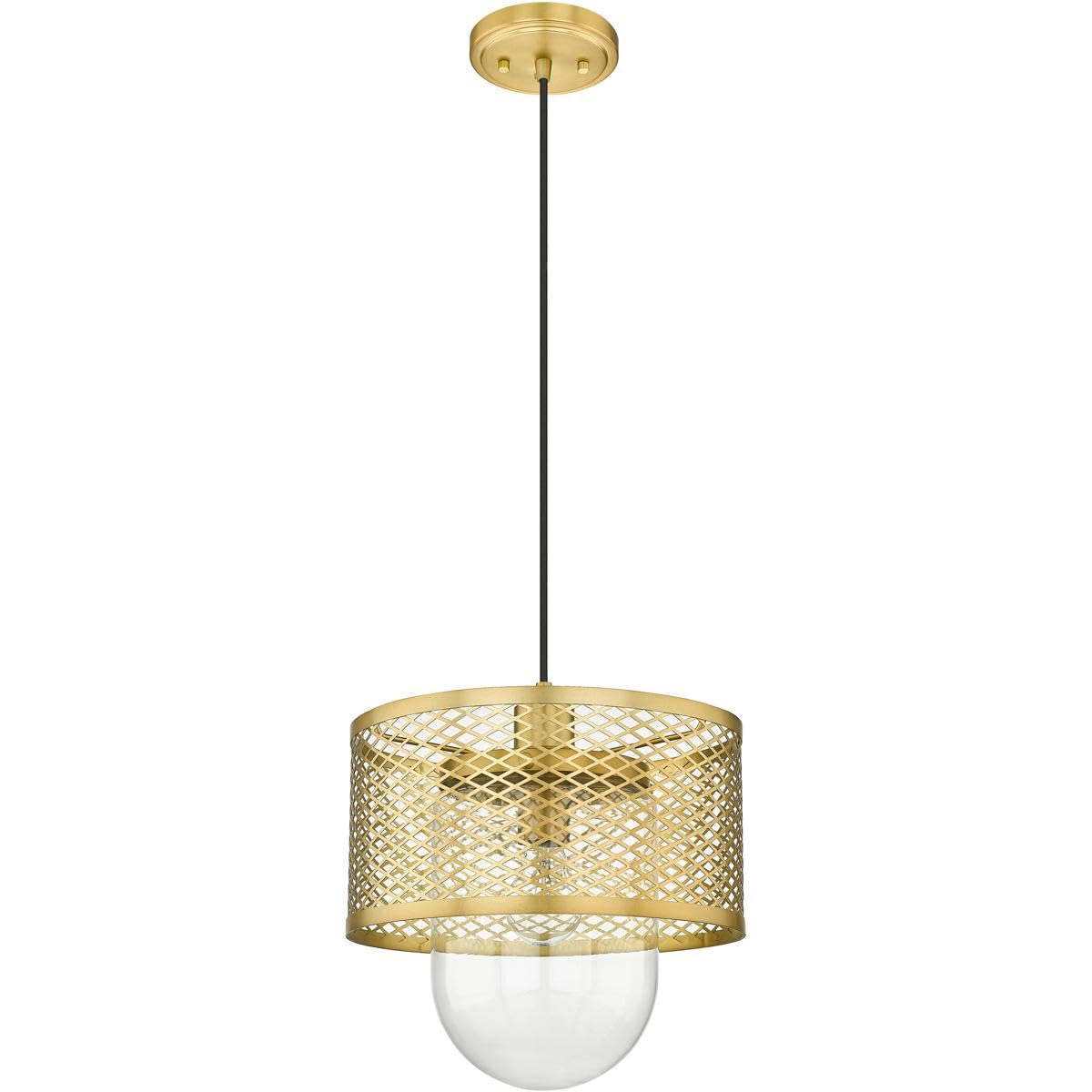 Z-Lite 3037P11-RB Kipton 1-Light Pendant Light Fixture - 60W Rubbed Brass Finish - Perfect for Kitchen Island, Dining Room or Entryway Lighting