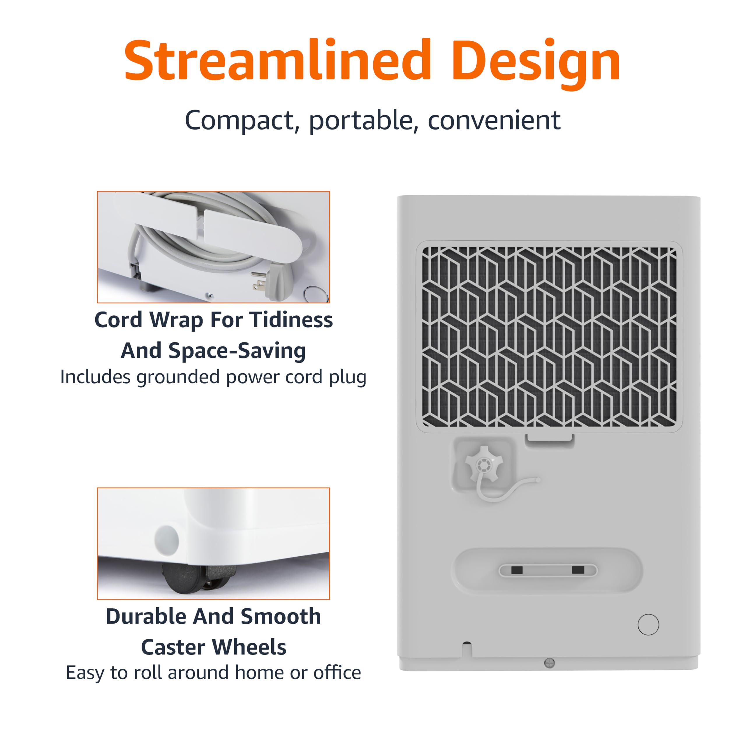 Amazon Basics 50-Pint Energy Star Certified Dehumidifier with Drain Pump - Ideal for Basements, Bathrooms & Large Rooms Up to 4000 Sq Ft - Features Timer, Auto-Defrost & Overflow Protection - White (Perfect for Home, Office, Storage Areas & Damp Spaces)