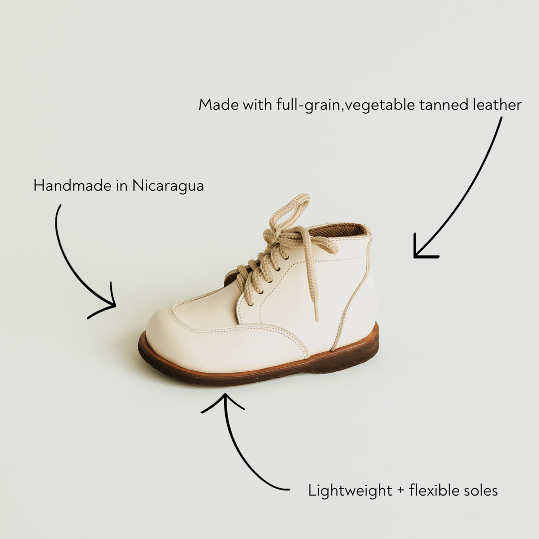 Antigua Cream Leather Boots for Kids - Stylish & Durable Children's Footwear for School, Play & Outdoor Adventures