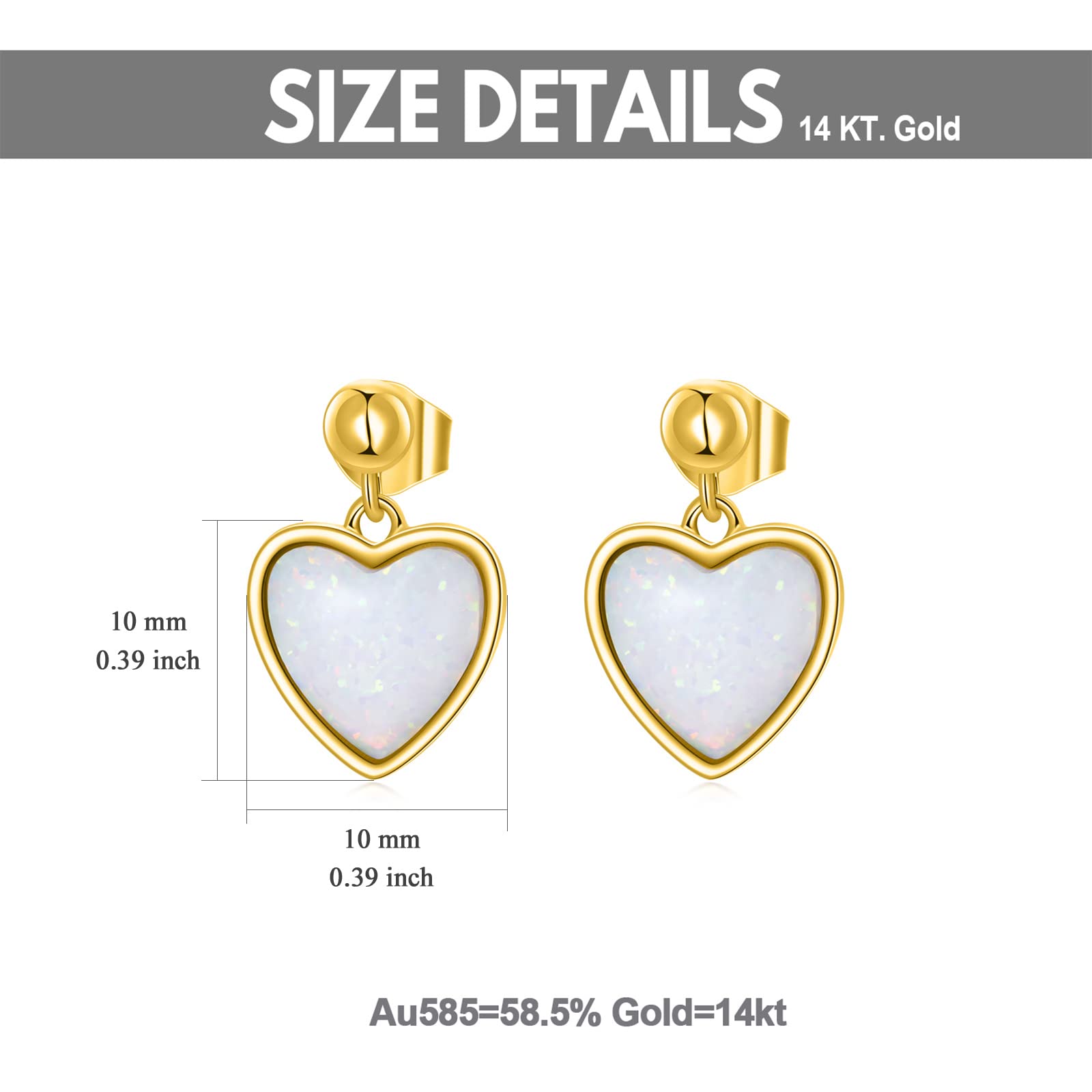 14K Solid Yellow Gold Opal Earrings - Flower, Triangle, Star & Vintage Stud Earrings for Women | Elegant Opal Jewelry Gift for Birthday, Anniversary & Special Occasions