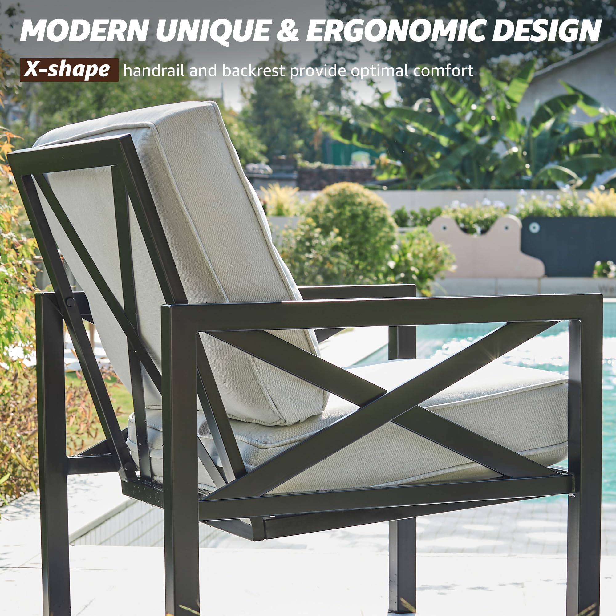 Modern 4-Piece Outdoor Patio Furniture Set - Metal Sectional Sofa with 5.5