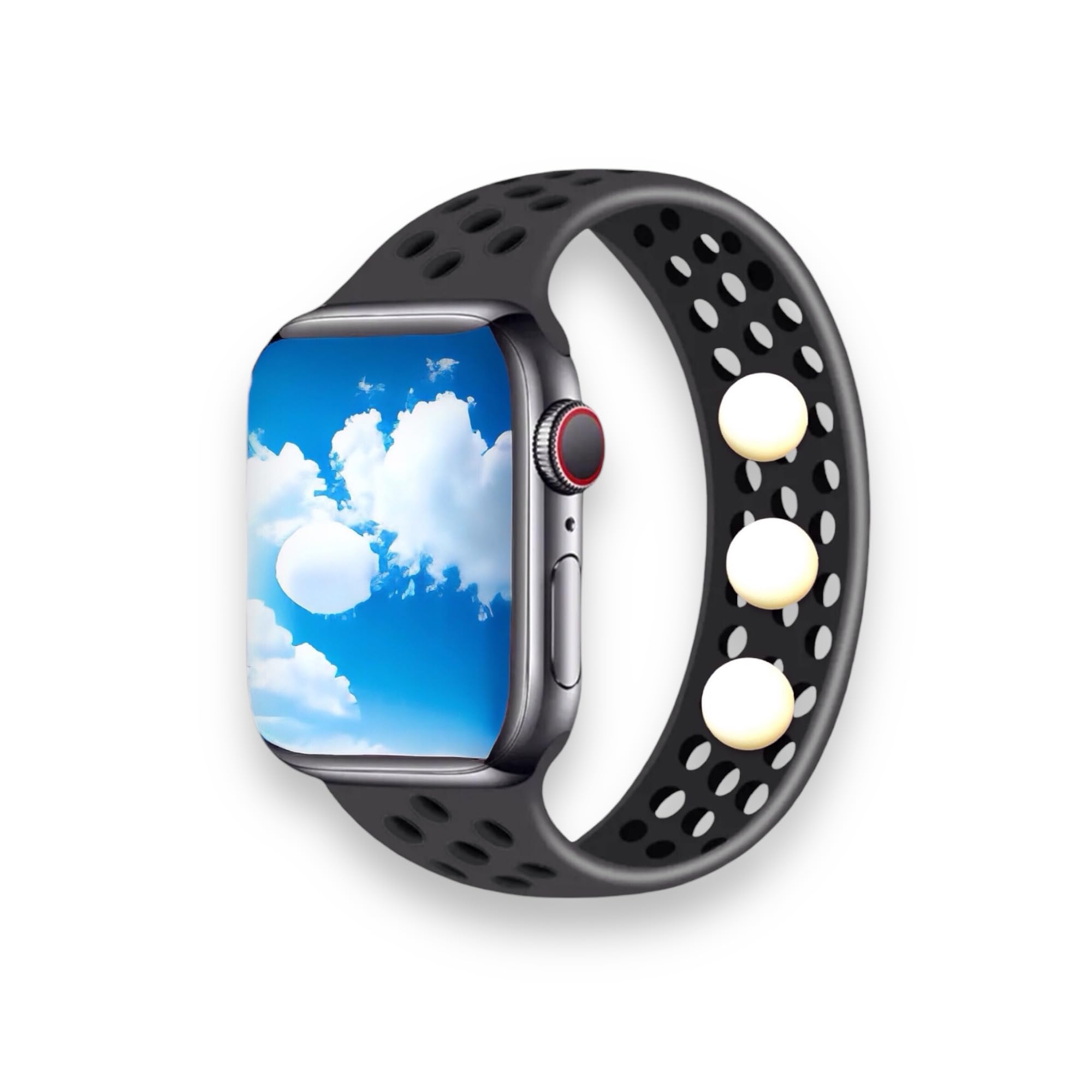 Acupressure Watchband for Apple iWatch – Natural Stress & Nausea Relief, Balance Support – Waterproof Silicone Solo Loop (Size M 42/49) – Perfect for Travel, Workouts & Daily Wellness