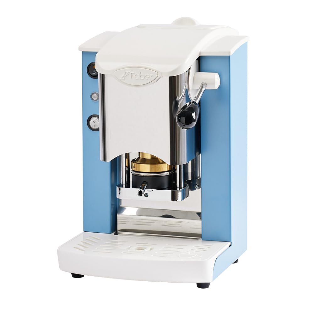 FABER Stainless Steel 44mm Capsule Coffee Machine | Adjustable Brass Hot Press | Compatible with ESE 44mm Pods | Perfect for Home, Office & Cafe Use (Turquoise, White)
