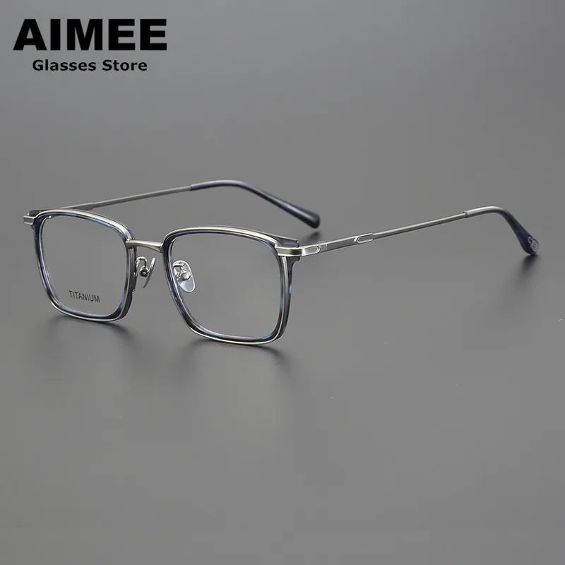 Aimee Unisex Full Rim Square Acetate Titanium Eyeglasses 6322 - Lightweight & Durable Frame for Work, Reading & Fashion