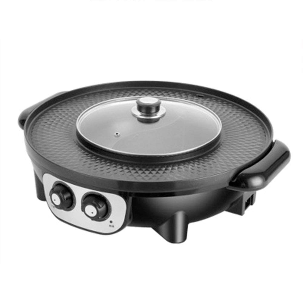 RJMOLU Electric Hot Pot & Grill - Indoor Smokeless BBQ with Fast Heating, Adjustable Temperature Control (1600W) - Multifunctional Hot Pot Tray for Family Gatherings, Dinner Parties & Camping - Black