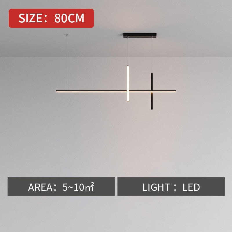 Modern LED Chandelier for Dining Room - Minimalist Strip Designer Ceiling Light Fixture | Perfect for Contemporary Home Decor & Dinner Party Lighting