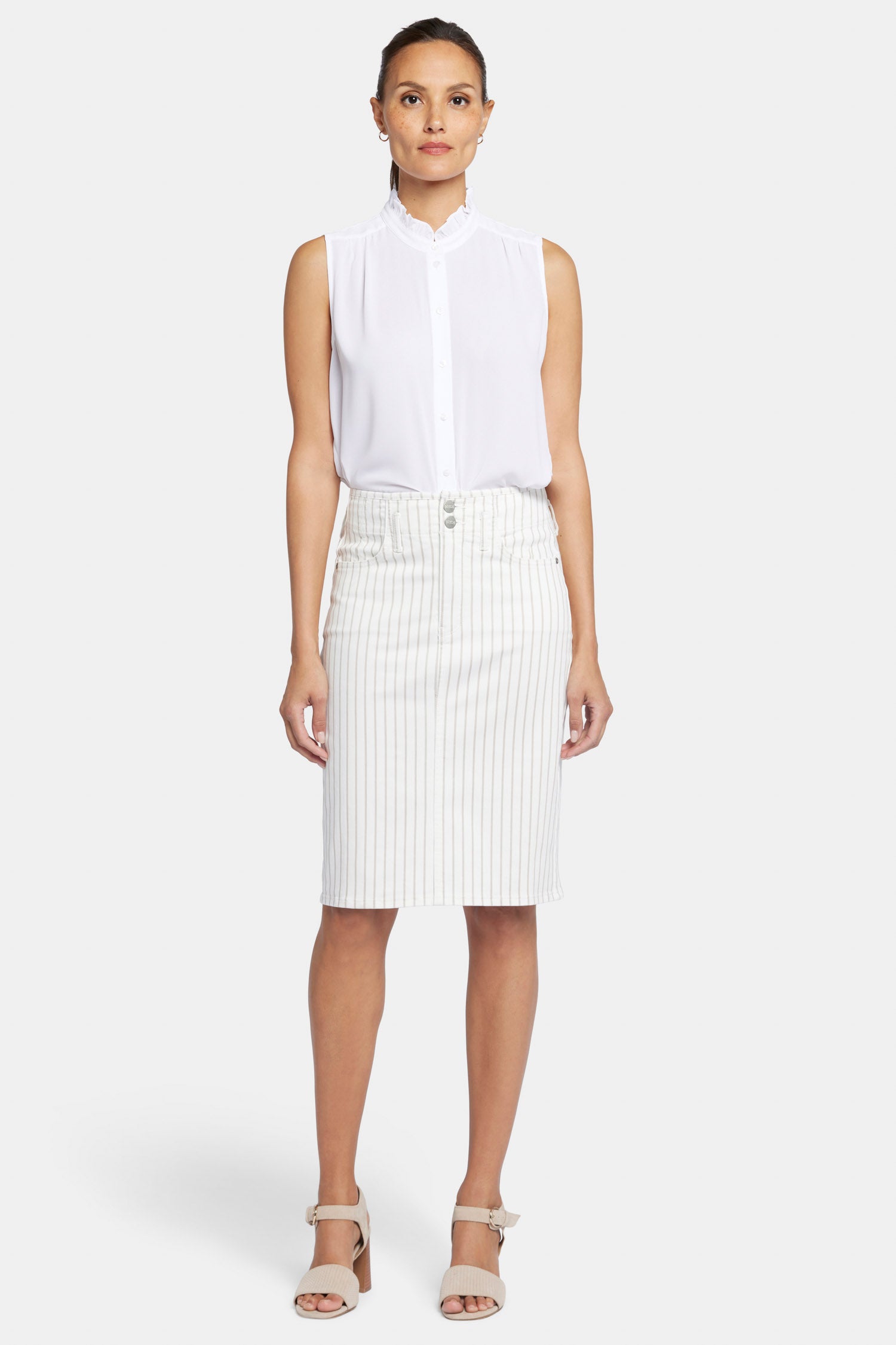 Petite High Waist Skirt with Beach Cruise Stripes - Flirty Summer Skirt for Vacations, Beach Outings & Casual Wear