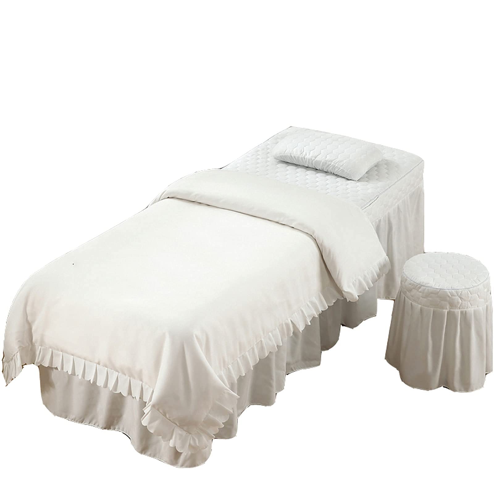 XH&XH 4-Piece Massage Bed Sheet Set - Japanese Style Red Cotton Mesh Beauty Bedspread for Salon & Spa - White 70x185cm - Perfect for Eyelash Extensions, Facial Treatments & Massage Therapy