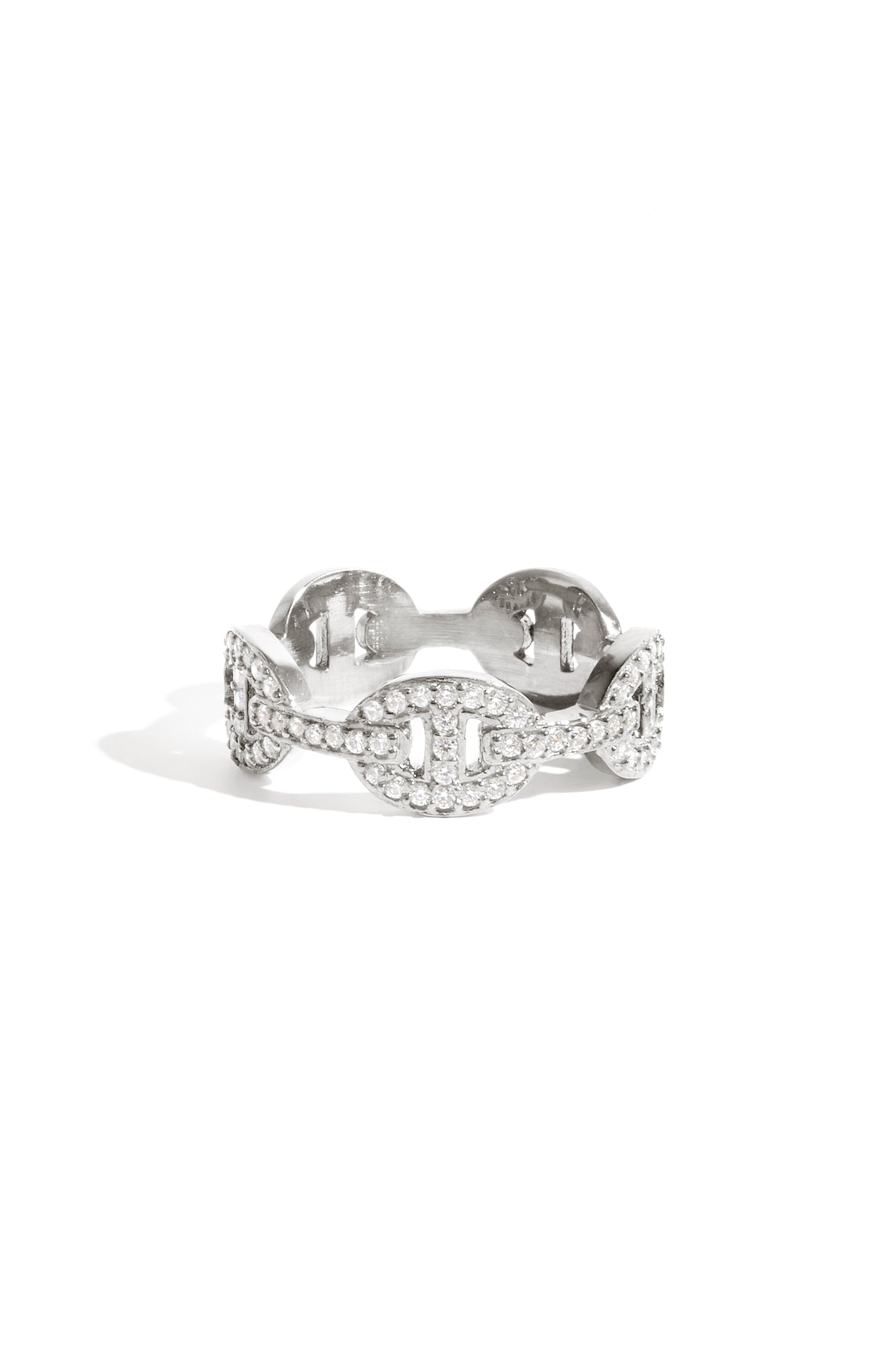 Pavé Coffee Bean Silver Ring - Elegant Jewelry for Coffee Lovers, Perfect for Gifts, Dates & Special Occasions